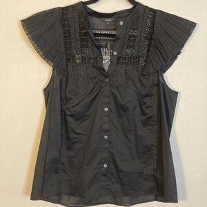 NWT RAILS Louella Ruffled Cotton Button-Front Shirt